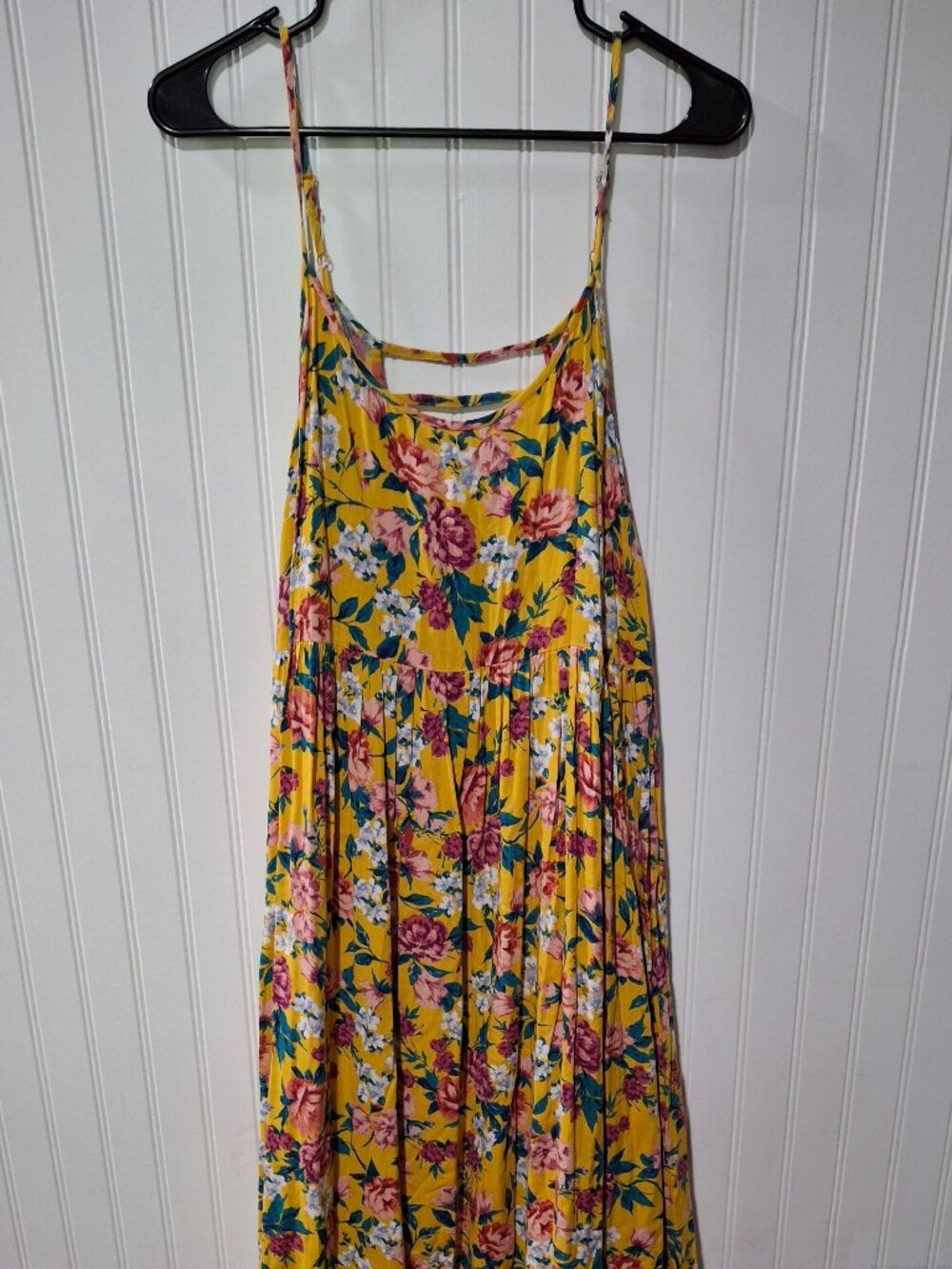 Xhilaration XL Maxi Dress Sleeveless Yellow Floral Boho Garden Party